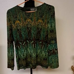 Additions by Chico. Long sleeve slinky sexy top  2 sizing. Bangle included